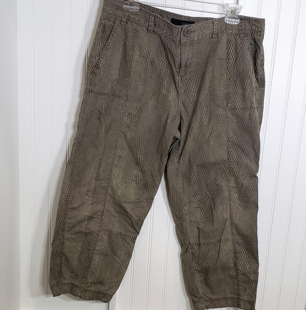 Calvin Klein Jeans Snakeskin Print Cropped High Rise Cargo Pants Green/B…